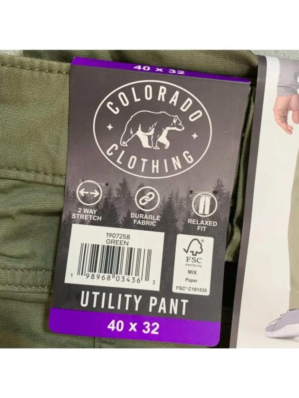 NWT Colorado Clothing Canvas Utility Pants Men's 40x32 Green Stretch